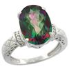 Natural 5.53 ctw Mystic-topaz & Diamond Engagement Ring 10K White Gold - REF-44M6H