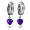 Genuine 4.1 ctw Amethyst Earrings Jewelry 14KT White Gold - REF-52F2Z