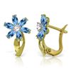 Genuine 1.10 ctw Blue Topaz & Diamond Earrings Jewelry 14KT Yellow Gold - REF-36K3V