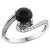Natural 0.88 ctw onyx & Diamond Engagement Ring 14K White Gold - REF-51W4K