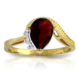 Genuine 1.52 ctw Garnet & Diamond Ring Jewelry 14KT Yellow Gold - REF-51T4A
