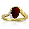 Genuine 1.52 ctw Garnet & Diamond Ring Jewelry 14KT Yellow Gold - REF-51T4A