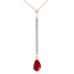 Genuine 1.80 ctw Ruby & Diamond Necklace Jewelry 14KT Yellow Gold - REF-38A2K