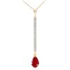 Image 1 : Genuine 1.80 ctw Ruby & Diamond Necklace Jewelry 14KT Yellow Gold - REF-38A2K