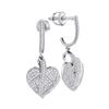 0.33 CTW Diamond Milgrain Heart Dangle Screwback Earrings 10KT White Gold - REF-37W5K