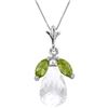 Genuine 7.2 ctw White Topaz & Peridot Necklace Jewelry 14KT White Gold - REF-30T5A