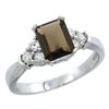 Natural 1.48 ctw smoky-topaz & Diamond Engagement Ring 10K White Gold - REF-43K3R