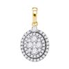 Image 1 : 1.1 CTW Diamond Oval Cluster Pendant 14KT Yellow Gold - REF-132W2K