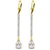 Genuine 3.6 ctw White Topaz & Diamond Earrings Jewelry 14KT Yellow Gold - REF-60T4A