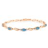 Genuine 3.39 ctw Blue Topaz & Diamond Bracelet Jewelry 14KT Rose Gold - REF-82M5T