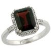 Natural 2.63 ctw Garnet & Diamond Engagement Ring 10K White Gold - REF-33F8N