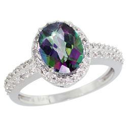 Natural 1.91 ctw Mystic-topaz & Diamond Engagement Ring 14K White Gold - REF-41Y3X