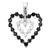 0.68 CTW Black Color Diamond Double Nested Heart Pendant 14KT White Gold - REF-24N2F
