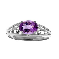 Genuine 1.15 ctw Amethyst Ring Jewelry 14KT White Gold - REF-32X3M