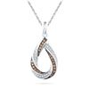 0.25 CTW Cognac-brown Color Diamond Teardrop Pendant 10KT White Gold - REF-19M4H