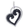 0.85 CTW Black Color Diamond Curled Heart Love Pendant 10KT White Gold - REF-37Y5X