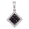 Image 1 : 0.30 CTW Black Color Diamond Diagonal Square Pendant 10KT White Gold - REF-14H9M