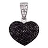 Image 1 : 0.55 CTW Black Color Diamond Heart Cluster Pendant 10KT White Gold - REF-24M2H