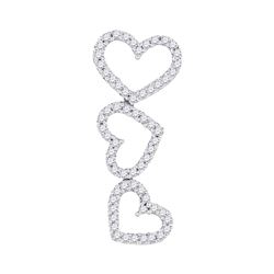 0.20 CTW Diamond Triple Cascading Heart Outline Pendant 10KT White Gold - REF-13X4Y