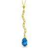 Genuine 1.79 ctw Blue Topaz & Diamond Necklace Jewelry 14KT Yellow Gold - REF-34R6P