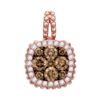 0.58 CTW Brown Diamond Square Cluster Pendant 14KT Rose Gold - REF-59Y9X