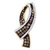 Image 1 : 0.49 CTW Cognac-brown Color Pave-set Diamond Ribbon Pendant 10KT Yellow Gold - REF-30X2Y