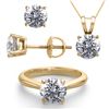 14K Yellow Gold Jewelry SET 6.0CTW Natural Diamond Ring, Earrings, Necklace - REF#1998X4F-WJ13351