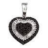 1.02 CTW Black Color Diamond Heart Cluster Pendant 14KT White Gold - REF-49Y5X