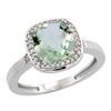 Natural 3.94 ctw Green-amethyst & Diamond Engagement Ring 10K White Gold - REF-29G2M