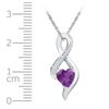 Image 2 : 0.05 CTW Created Amethyst Heart Solitaire Infinity Pendant 10KT White Gold - REF-14M9H