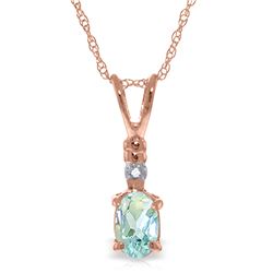 Genuine 0.46 ctw Aquamarine & Diamond Necklace Jewelry 14KT Rose Gold - REF-22H7X