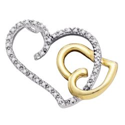 0.16 CTW Diamond Heart Love Pendant 10KT Two-tone Gold - REF-18M2H