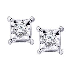 0.05 CTW Diamond Solitaire Square Stud Earrings 10KT White Gold - REF-8F2N