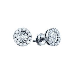 0.30 CTW Diamond Illusion-set Solitaire Stud Earrings 10KT White Gold - REF-22H4M
