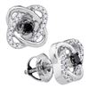 0.25 CTW Black Color Diamond Solitaire Oval Earrings 10KT White Gold - REF-18H2M