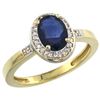 Image 1 : Natural 1.08 ctw Blue-sapphire & Diamond Engagement Ring 10K Yellow Gold - REF-28Z5Y