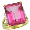 Image 1 : Natural 12.13 ctw Pink-topaz & Diamond Engagement Ring 14K Yellow Gold - REF-71F2N