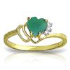 Image 1 : Genuine 1.02 ctw Emerald & Diamond Ring Jewelry 14KT Yellow Gold - REF-36T9A