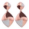 Image 1 : 0.33 CTW Red Color Diamond Square Dangle Earrings 10KT Rose Gold - REF-41W9K