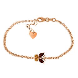 Genuine 0.60 ctw Garnet & Citrine Bracelet Jewelry 14KT Rose Gold - REF-41K6V