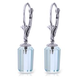 Genuine 9 ctw Blue Topaz Earrings Jewelry 14KT White Gold - REF-25H6X