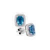 1.05 CTW Cushion Blue Topaz Solitaire Diamond Earrings 14KT White Gold - REF-67K4W