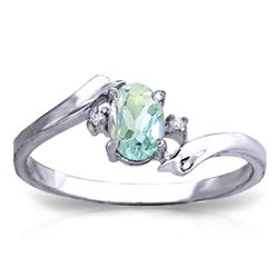 Genuine 0.46 ctw Aquamarine & Diamond Ring Jewelry 14KT White Gold - REF-29Y3F
