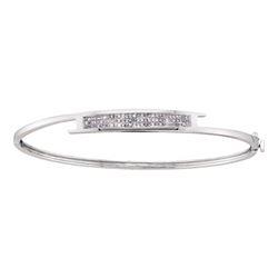 0.50 CTWPrincess Diamond Bangle Bracelet 14KT White Gold - REF-599K9W