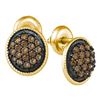 Image 1 : 0.50 CTWCognac-brown Color Diamond Cluster Earrings 10KT Yellow Gold - REF-26M9H