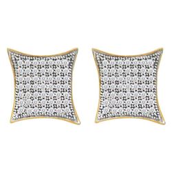 0.40 CTW Diamond Square Kite Cluster Screwback Earrings 10KT Yellow Gold - REF-30N2F