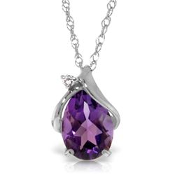 Genuine 1.53 ctw Amethyst & Diamond Necklace Jewelry 14KT White Gold - REF-28A3K