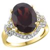 Image 1 : Natural 6.91 ctw garnet & Diamond Engagement Ring 14K Yellow Gold - REF-97N5G