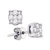 Image 1 : 0.89 CTW Diamond Cluster Stud Earrings 18KT White Gold - REF-172W4K