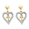 0.33 CTW Diamond Heart Cross Dangle Earrings 14KT Yellow Gold - REF-33X7Y